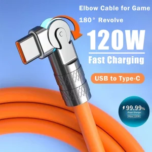 kf S14d5714aee2b4a37945d51093c305c8cC 120W 7A Fast Charge USB Type C Cable 180 Degree Rotation Elbow Cable for Game for at Window Shopping