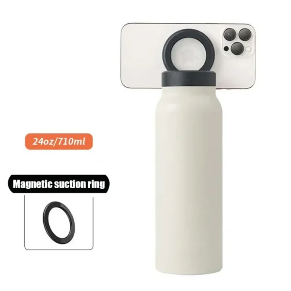 Sports Water Bottle With Magnetic Mobile Phone Holder | Vacuum Flasks & Thermoses | Orange - Image 6