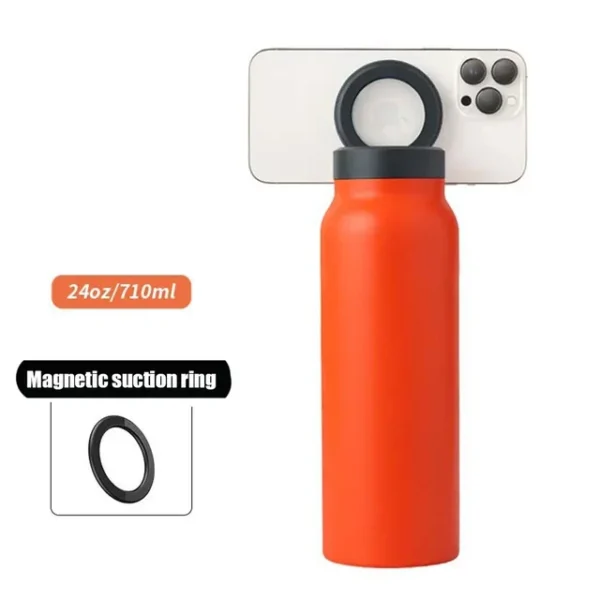 Sports Water Bottle With Magnetic Mobile Phone Holder | Vacuum Flasks & Thermoses | Orange